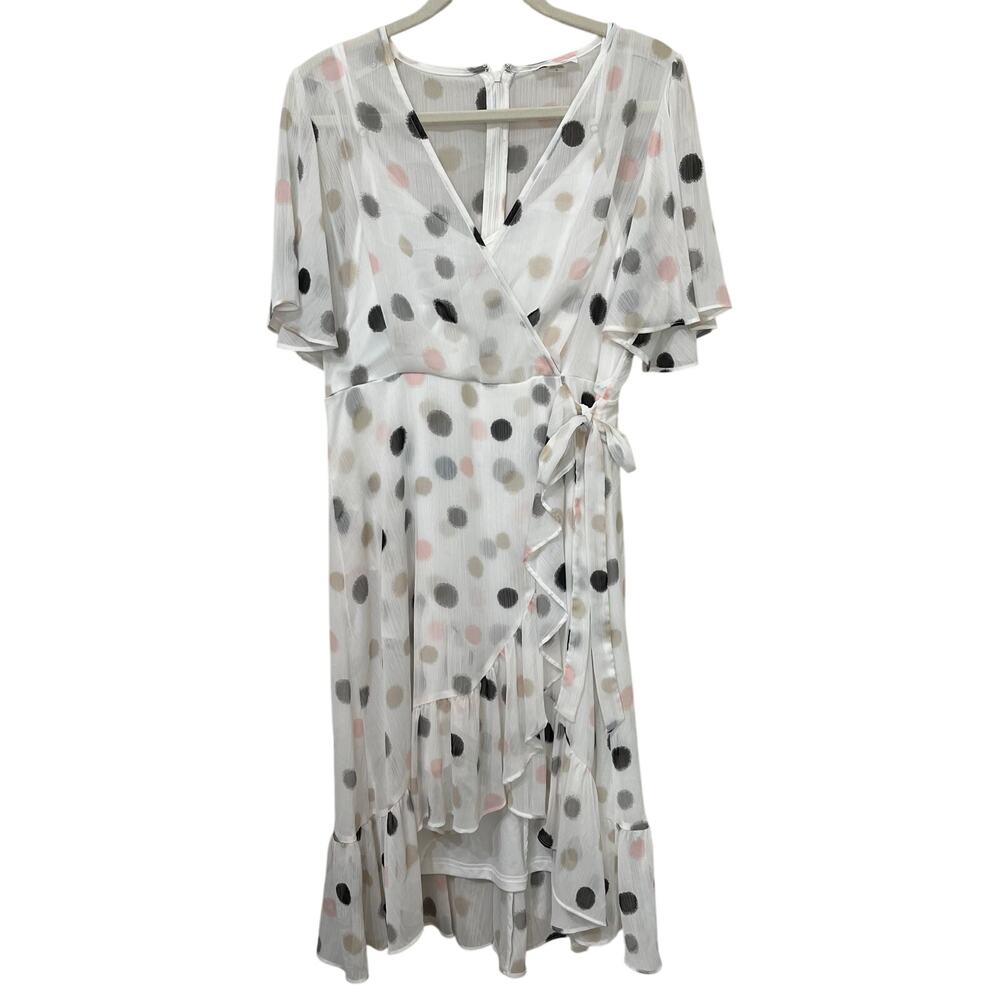 Calvin Klein Semi Sheer Dress Sz 12 Lined Romantic Wimsy Fairycore High/Low